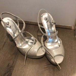 Rhinestone silver heels